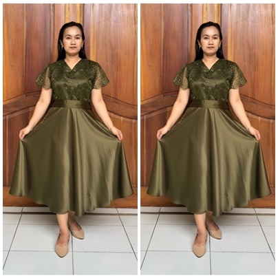 Dress Brokat Satin Kombinasi Kondangan