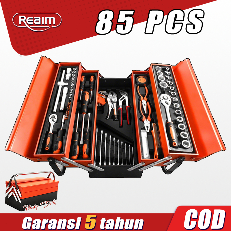 Reaim Toolkit set Kunci Set Lengkap 85 Kunci Sok Set Tool Box Kunci L Set Lengkap