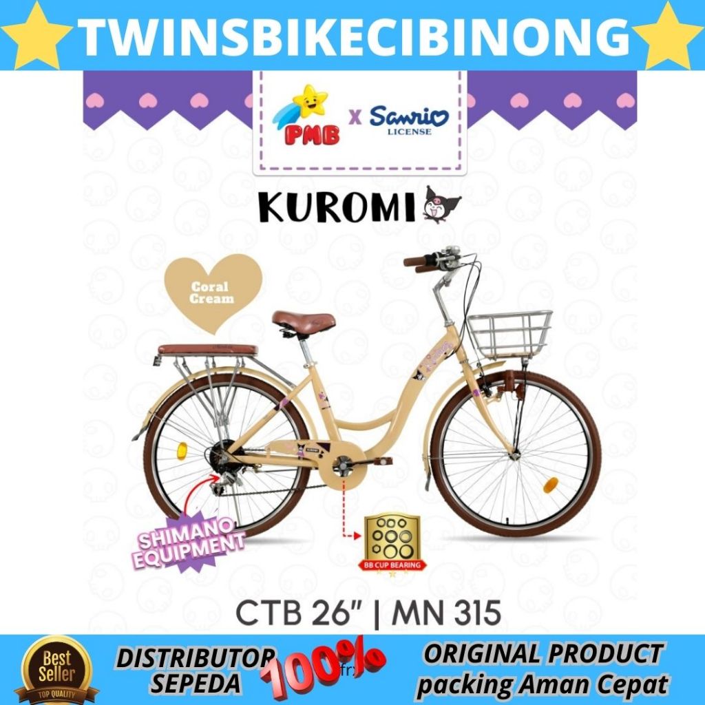 Sepeda CityBike 26 Inc MORTEIN 315 KUROMI Keranjang Shimanoi