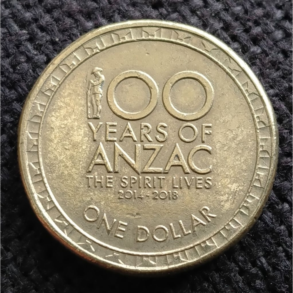 Koin Kuno Australia 1 Dollar Commemorative 100 years of ANZAC 2014-2018