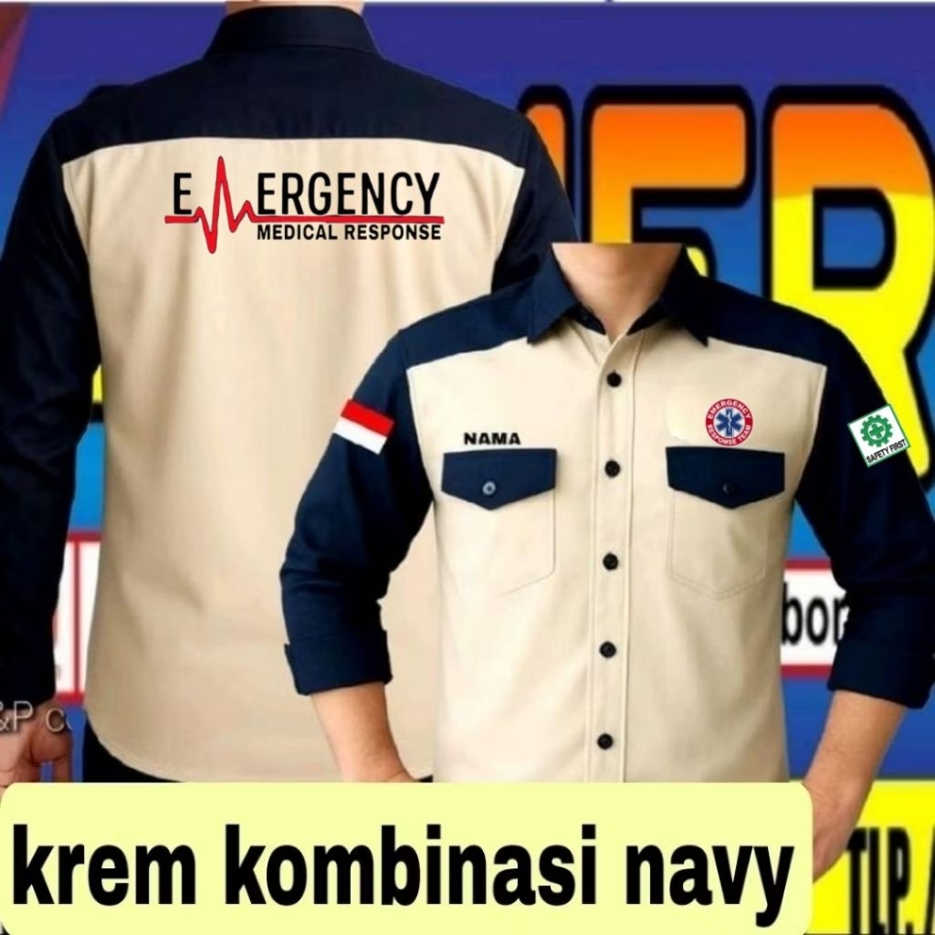 krem kombinasi navy kemeja emergency medical response baju emergency seragam emergency pdh emergency