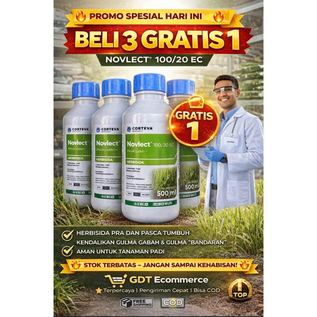 Herbisida Novlect 120EC 500ml BELI 3 GRATIS 1 Obat Pembasmi Gulma Rumput Tanaman Padi