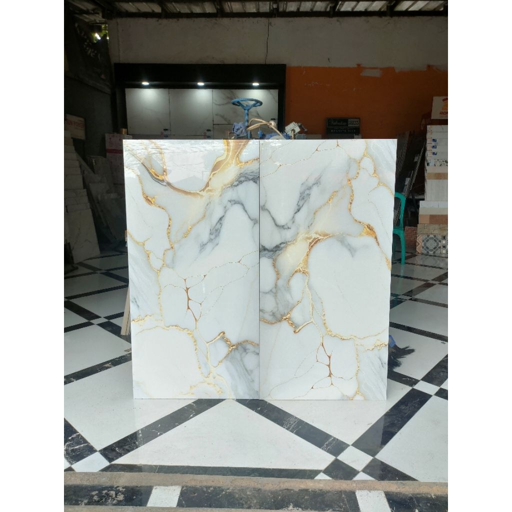 Granit 60x120 Glass Polish Concord Santiago Gold Ubin Granite Lantai Motip Marmer