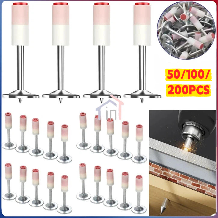 [COD] Alat Pistol Paku Tembak Beton Paku Beton Besi Kayu Ramset Paku Kecil 100PCS Ring Paku Beton Mi