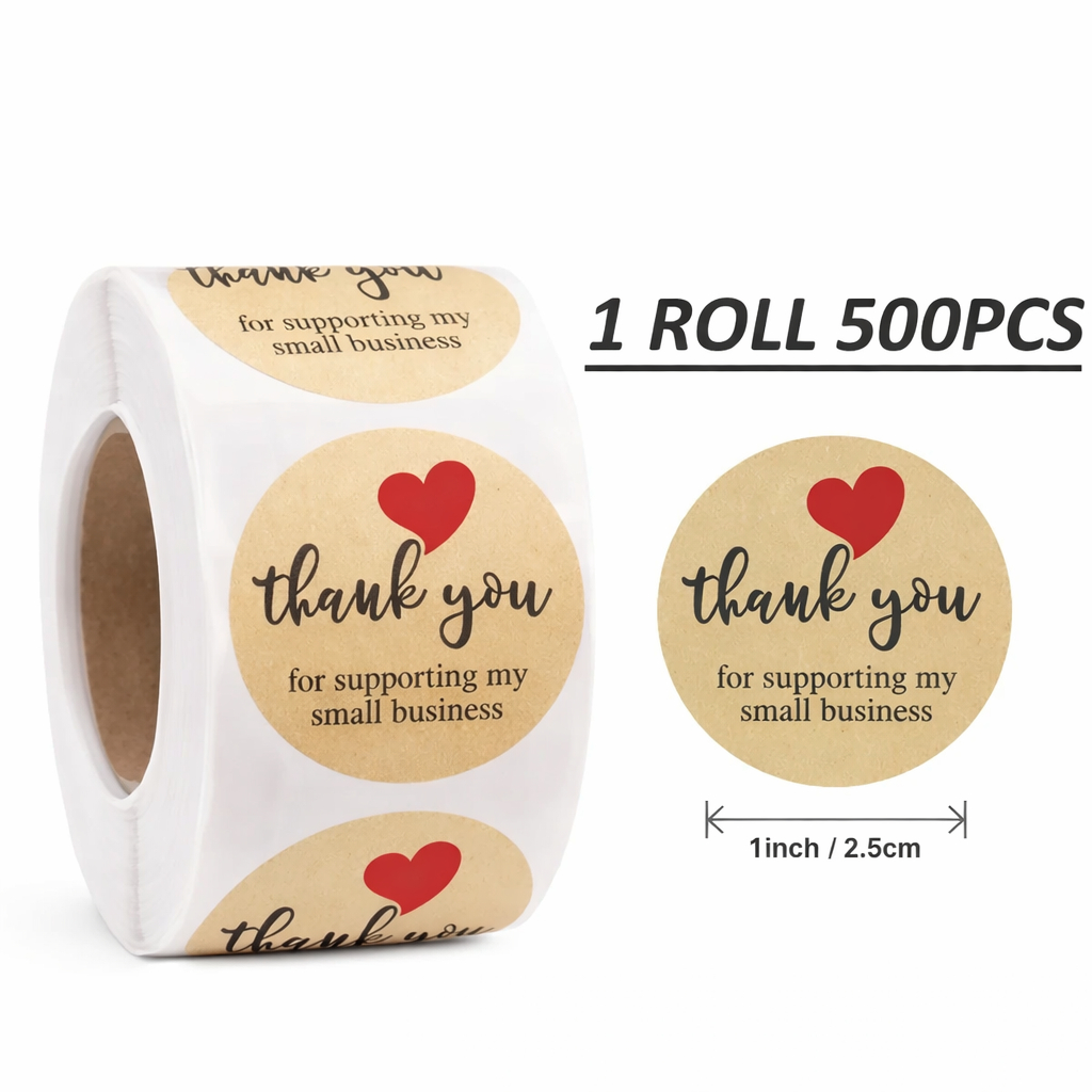 PROMO STIKER ROLL THANKYOU ISI 500 PCS STIKER LABEL 1ROLL UKURAN 2.5 CM SEUKURAN KOIN TIDAK MUDAH KO