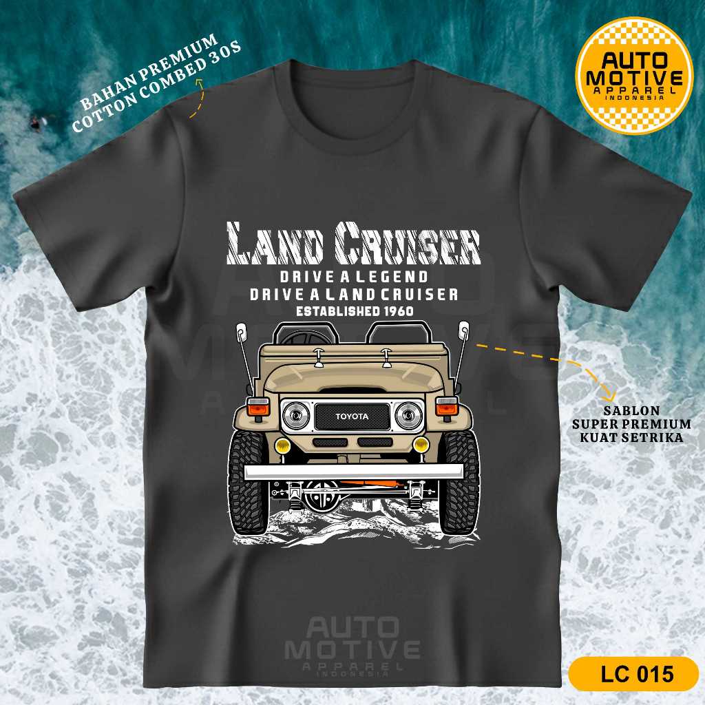 AUTOMOTIVE APPAREL Kaos Land Cruiser FJ40 Tshirt Baju Mobil Toyota Land Cruiser BJ40 LC015