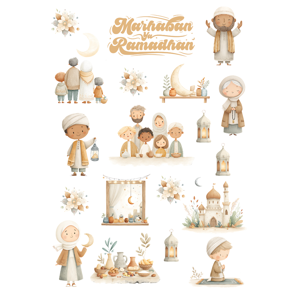 STICKER LEBARAN LUCU UNTUK KARTU UCAPAN/EID STICKER/