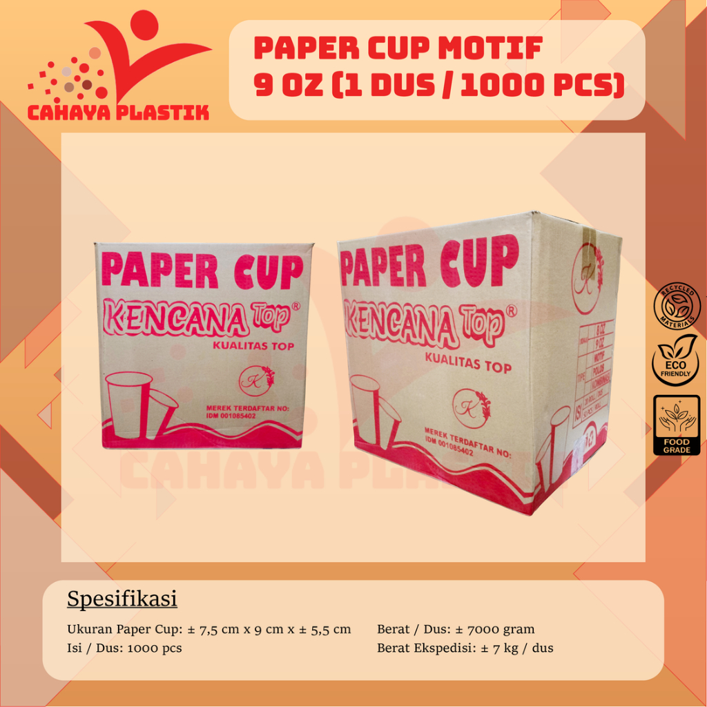 Paper Cup 9oz Gelas Kopi Motif 9 Oz 1000pcs 1dus