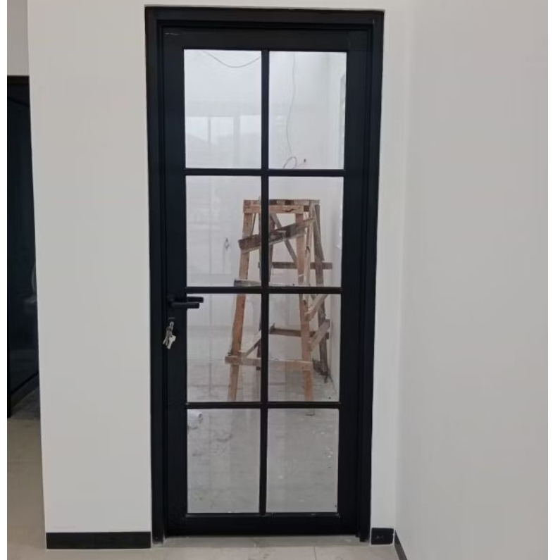 Kusen Hitam/Putih Pintu Swing Aluminium Kaca Fullset