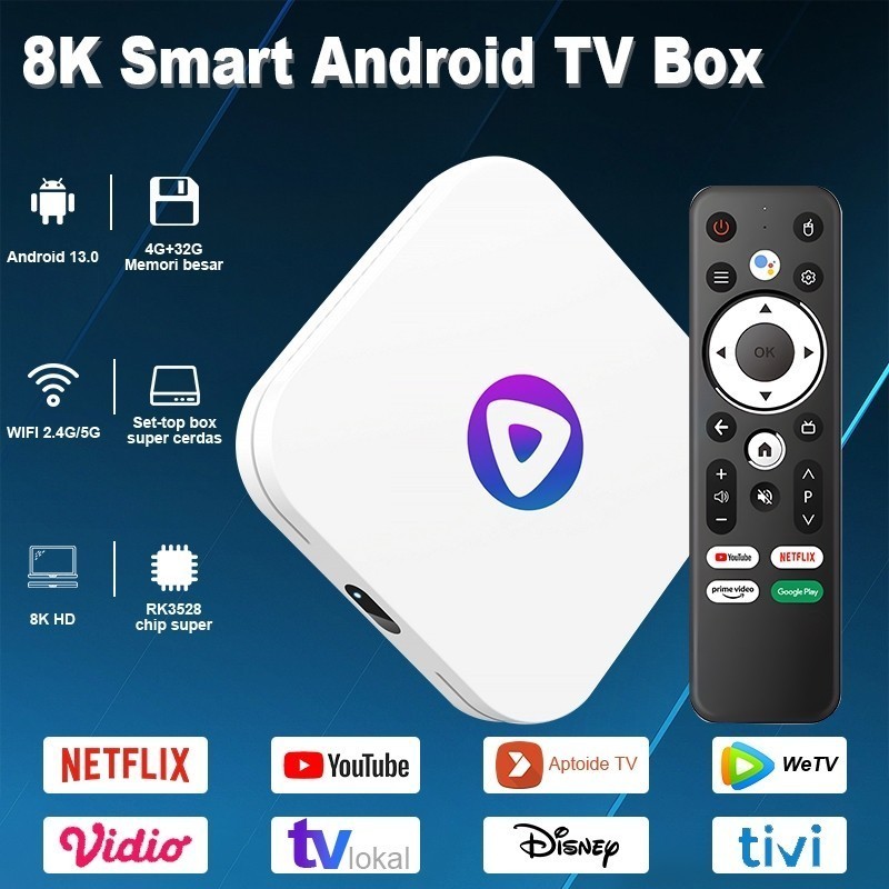 Android Tv Box Android 13 OS Ram 4gb Rom 32gb Wifi 5G/2.4G Bluetooth Smart Tv Box 8K Ultra HD