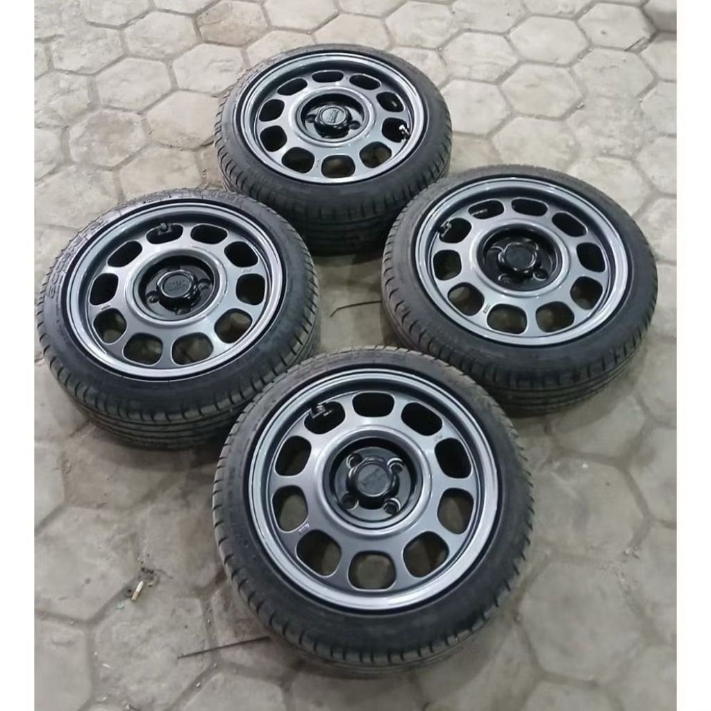 Velg Mobil Second HSR Ring 15 pcd 4x100 + Ban 175 50 R15 Dop Kusus pcd 4x100