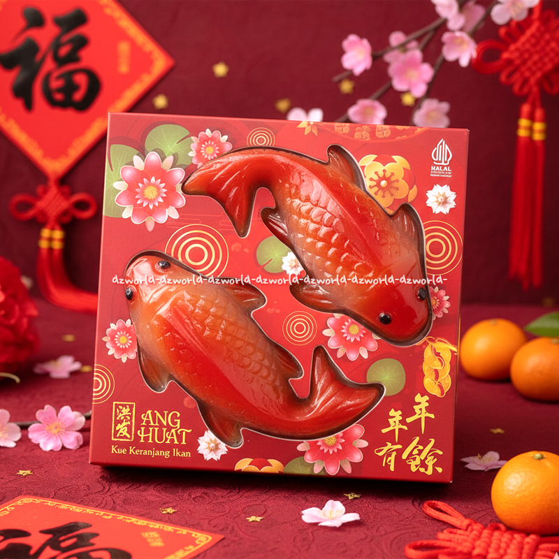 Ang Huat Kue Keranjang Ikan 2pcs Model Motif Ikan Koi Merah Dodol Imlek Gong Xi Fish Anghuat Kue Dod