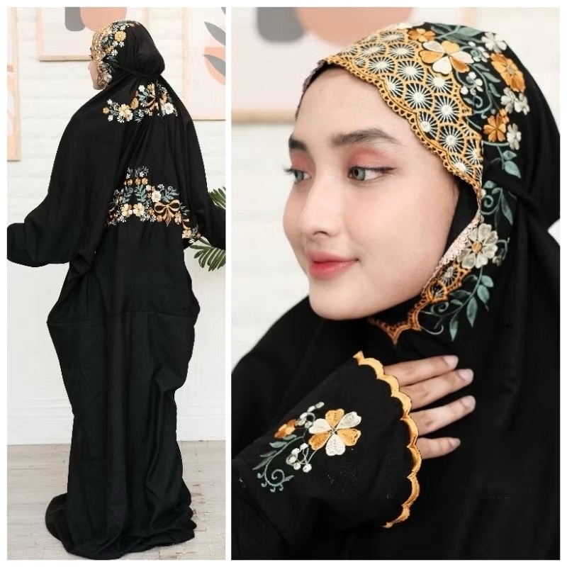 TERBARU Mukena Terusan Putih Sutra look Lajuran | Kain Katun Polino Mikro Dingin & Anti Gerah | Bord