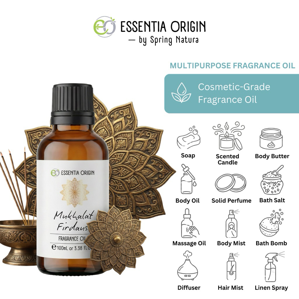 ESSENTIA ORIGIN - 100ml / 10ml Mukhalat Firdaus Fragrance Oil | Fragrance Oil Cosmetic Grade | Fragr