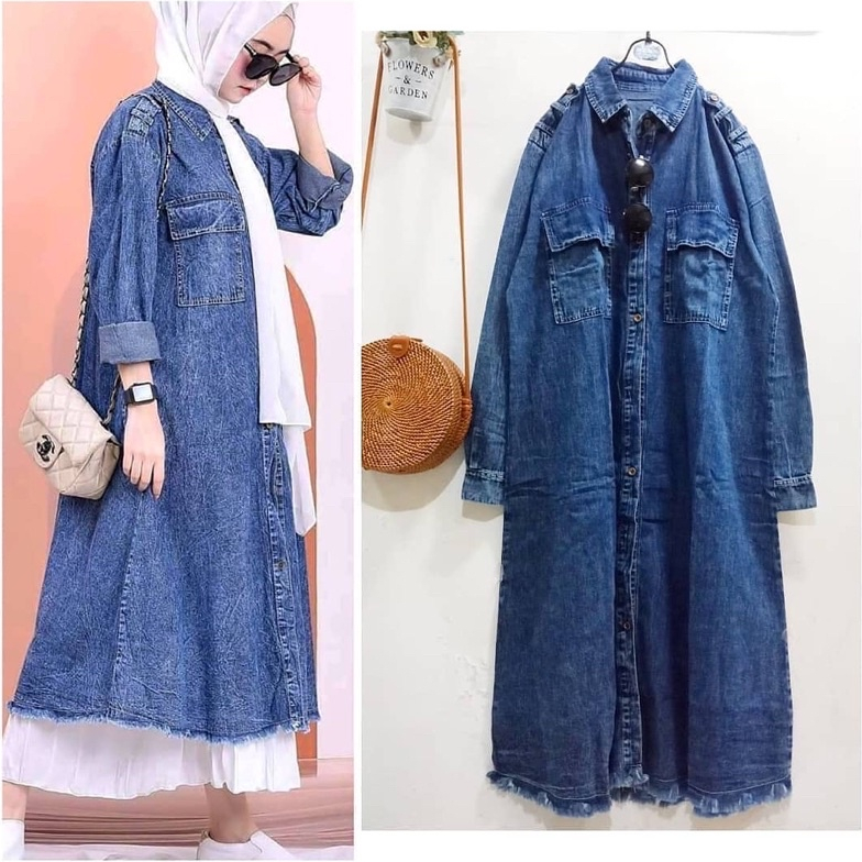 Fashion Muslim. Tunik Jeans. Baju Jeans.  Baju Wanita Aurora Tunik Jeans