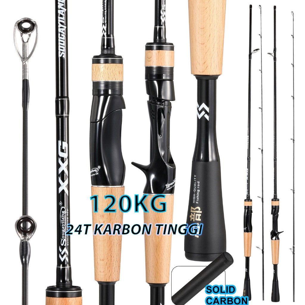 Sougayilang 1.8 M 24T Ujung Padat Karbon Tinggi Pemintalan / Pengecoran Joran Pancing