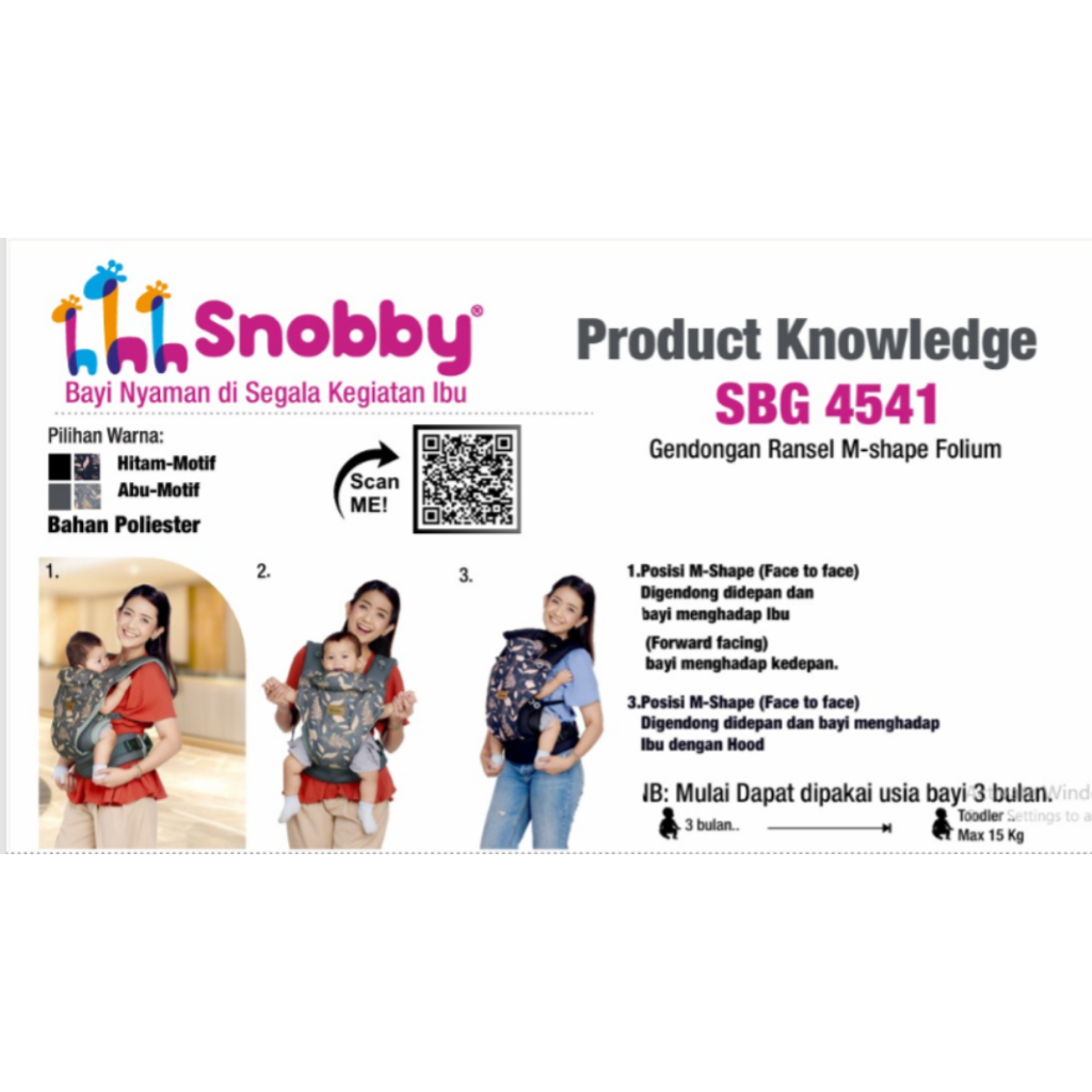 Snobby Gendongan M-Shape Folium / Gendongan M-shape / Gendongan Depan