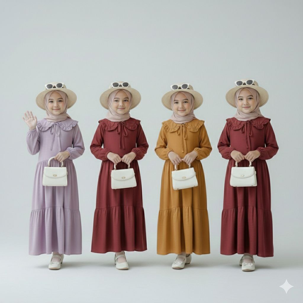 DRESS ANAK POLOS DRESS MIDI ANAK 1-15 TAHUN