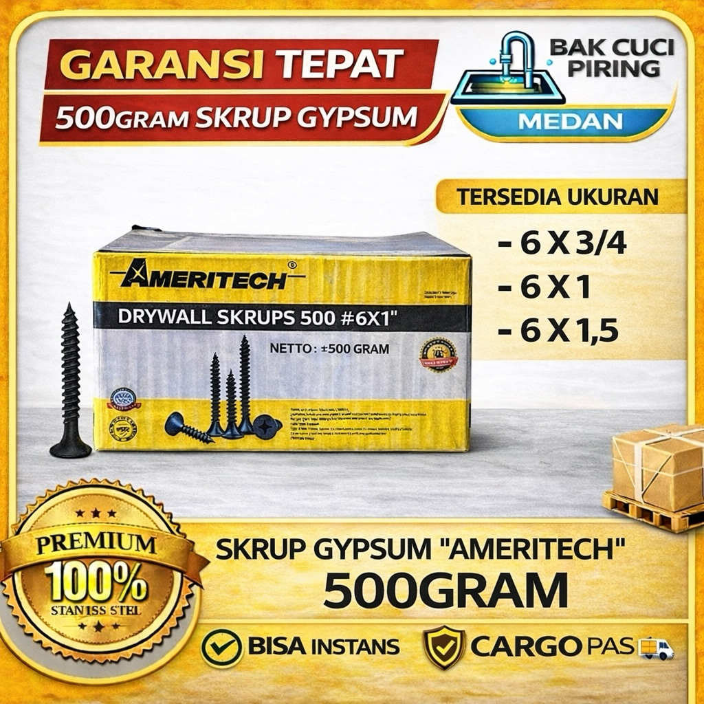 SKRUP GYPSUM HITAM 500GRAM/BAUT SKRUP KAYU DRYWALL/ SEKRUP GYPSUM 500GRAM AMERITECH
