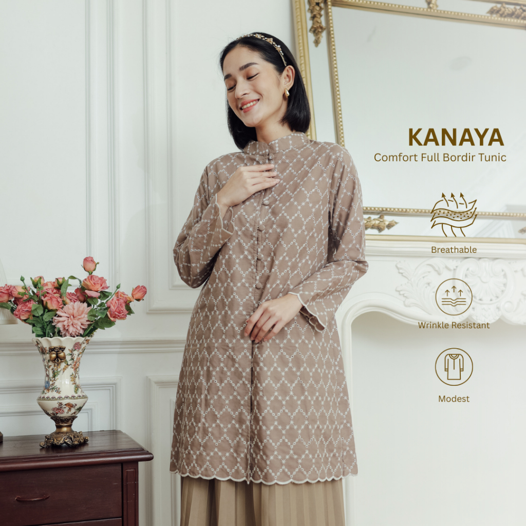 MAHARA - Baju Lebaran - KANAYA - Tunik Full Bordir