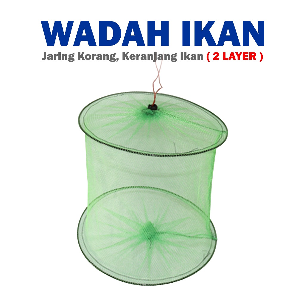 URBAN FISHING Jaring Korang Wadah ikan 2 Layer tempat Ikan bubu bulat Perangkap Ikan Jebakan  Wadah 