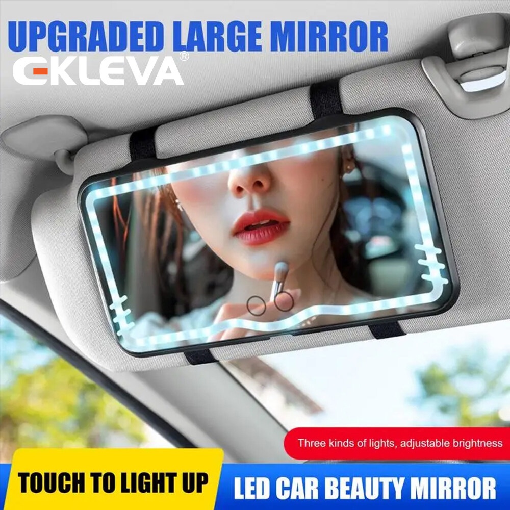 EKLEVA Cermin Rias Wajah Mobil LED Visor Clip Adjustable Brightness Universal