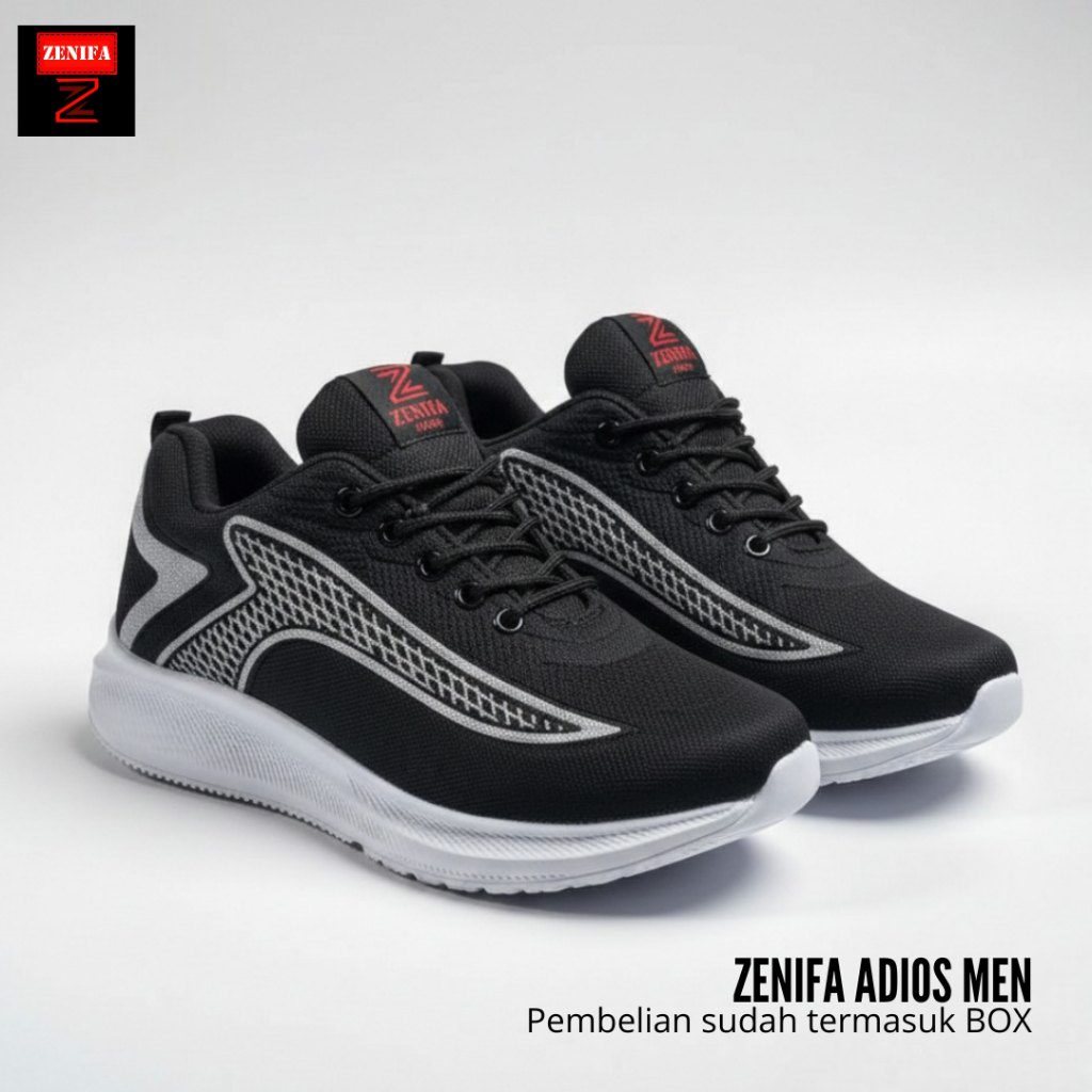 Zenifa Sepatu Pria Olahraga Sneakers Pria Hitam Stylish Sneakers Cowok Keren