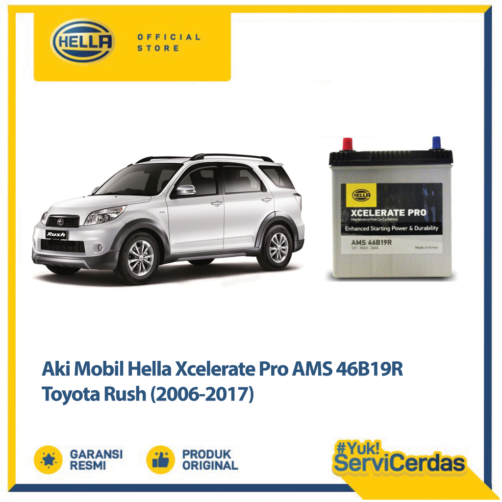 Aki Mobil Hella Toyota Rush 2006 - 2017 XCELERATE PRO AMS NS40Z- Aki Mobil Kering