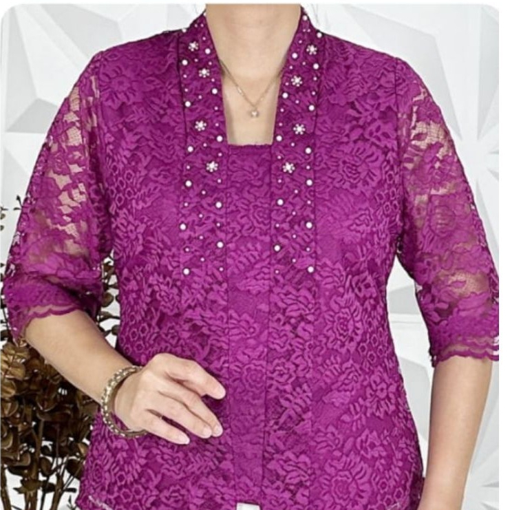 SR Blus kebaya brokat - Atasan kebaya brukat -Blus kutu baru brukat