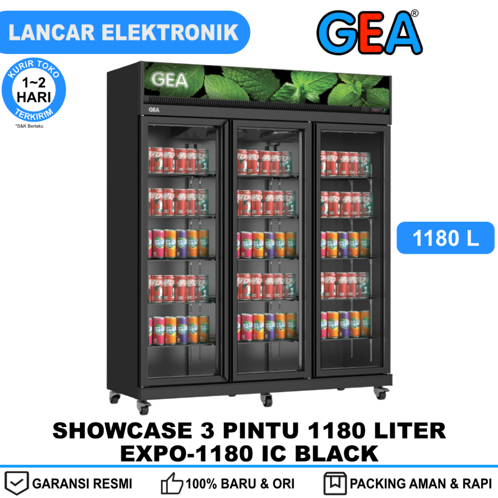 Showcase GEA 3 Pintu 1180 Liter Low-E Glass EXPO-1180IC Black