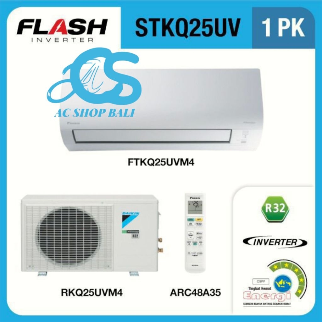 Ac Daikin Thailand flash inverter 1 pk FTKQ25UV Ac Daikin Thailand 1 Pk STKQ25UV Ac Dengan Paket Len