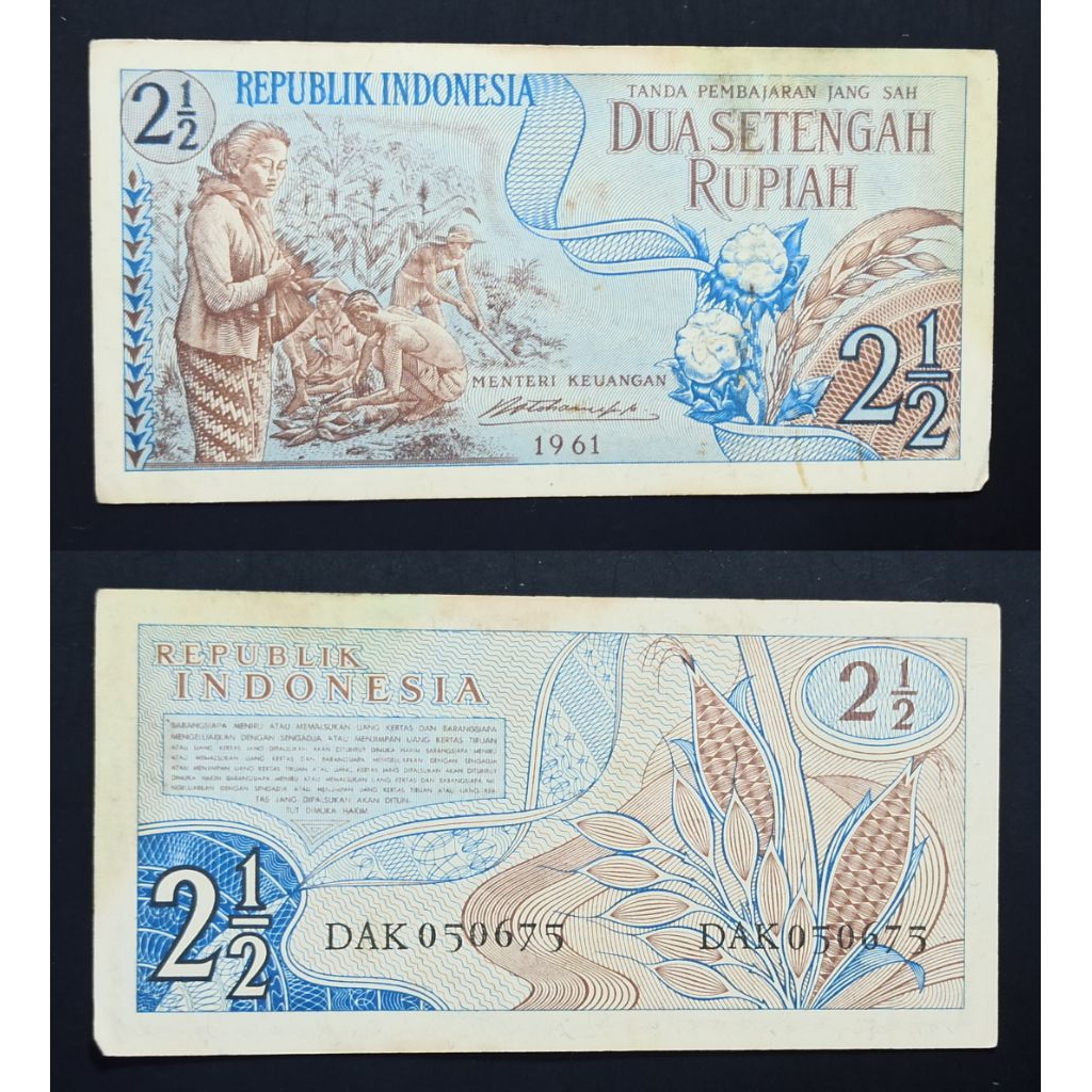 uang kuno Indonesia 2½ rp jagung 1961 p2934