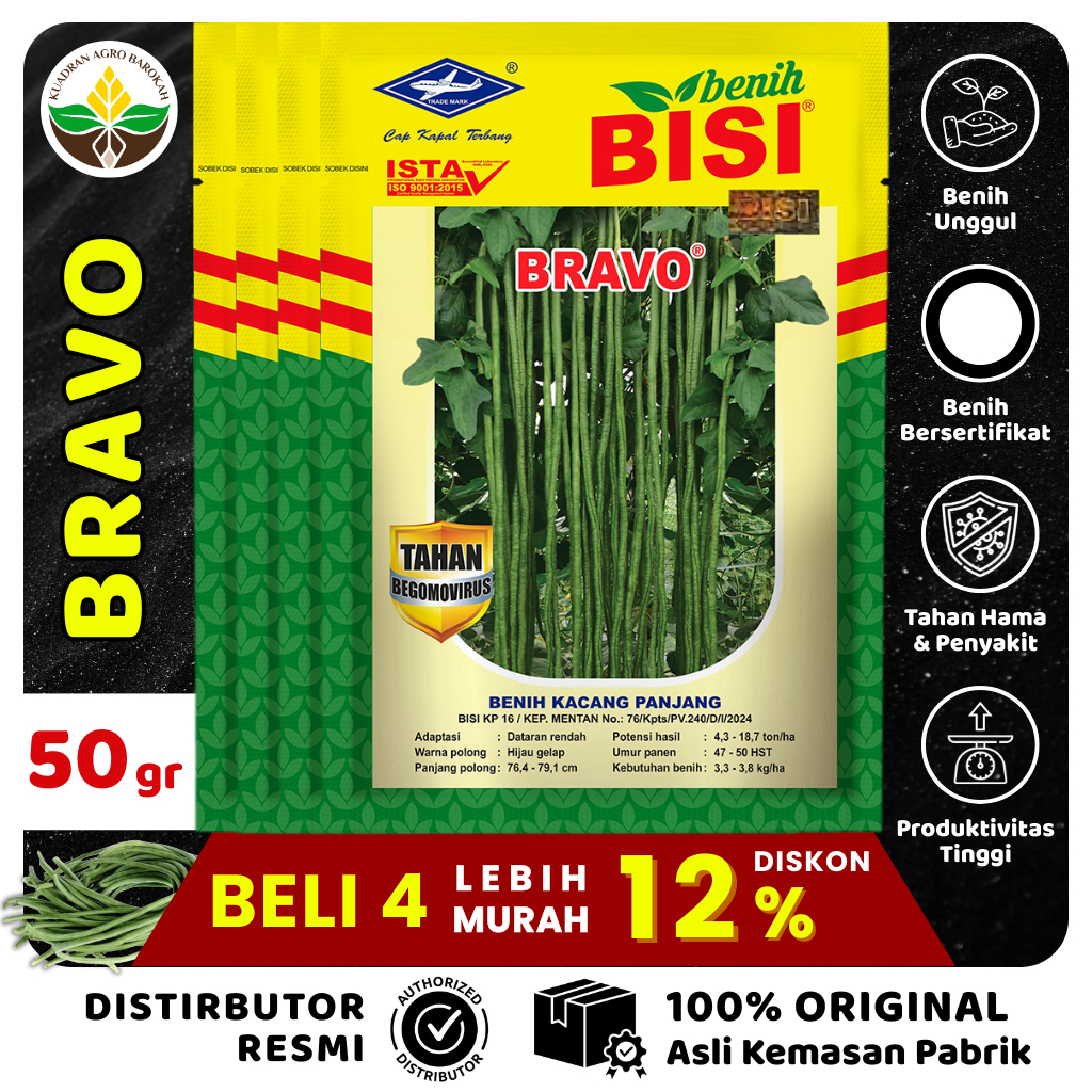 BRAVO 50 gr Benih Kacang Panjang - BISI Cap Kapal Terbang