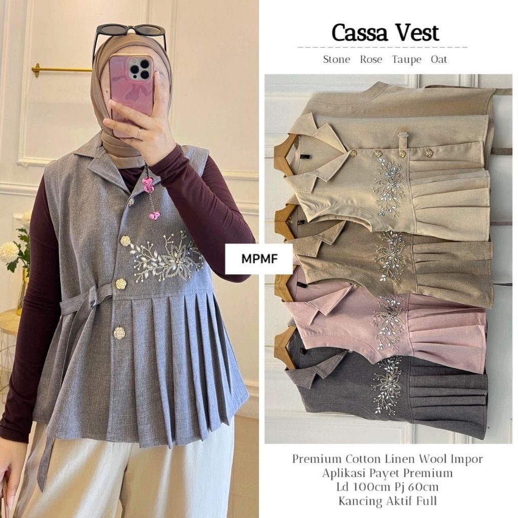 CASSA VEST By MPMF • AMISHA VEST Ory SATINE • AMEL CARDI By ANA HIJAB ( Bestseller ) - Bhn jeanswash