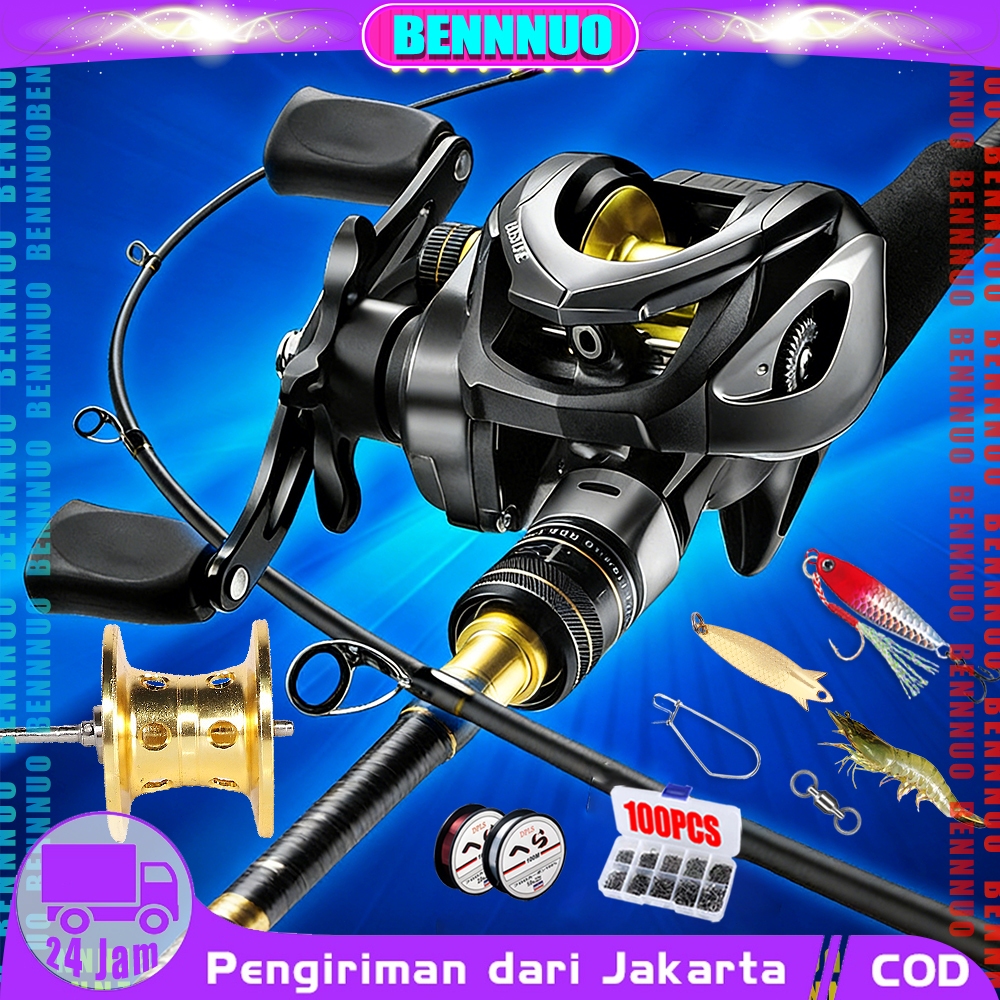 Emas BC Reel Joran Pancing Set 1.6-2.4M Peralatan Memancing Pancing 1 Set Lengkap Kuat Pancing Lengk
