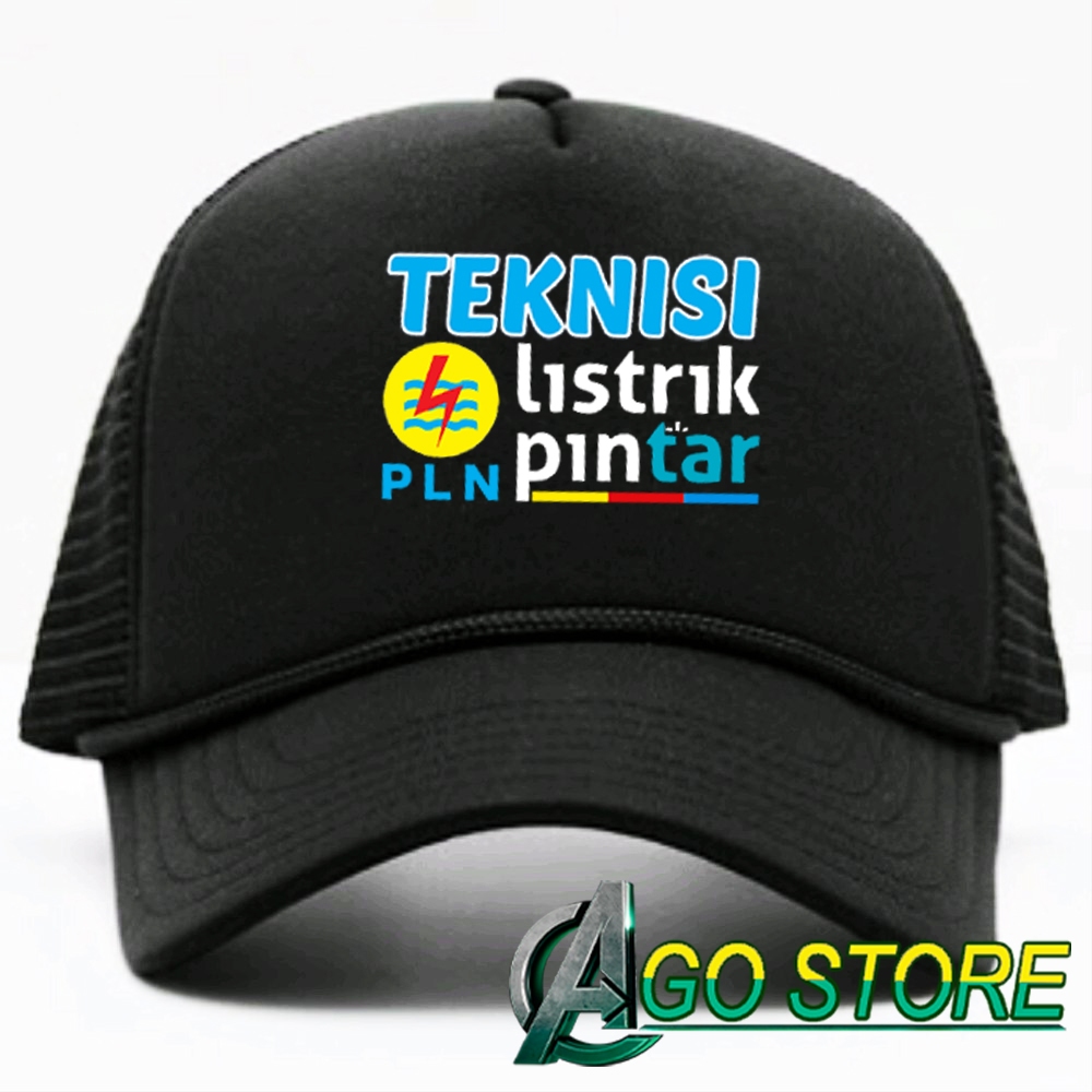 Topi BaseBall Topi Truker  TEKNISI PLN LISTRIK PINTAR Topi Jaring Sablon Digital DTF AGOSTORE