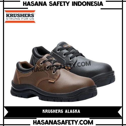 KRUSHERS Alaska Brown Sepatu Safety Pendek Tali Safety Shoes Black