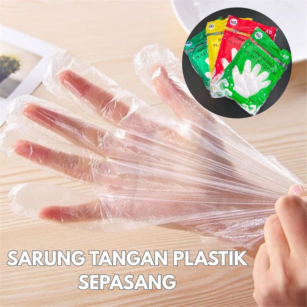 Sarung Tangan Plastik SEPASANG Bahan HDPE Aman Higienis Berkualitas Tinggi Pelindung Kuman Makan Sal
