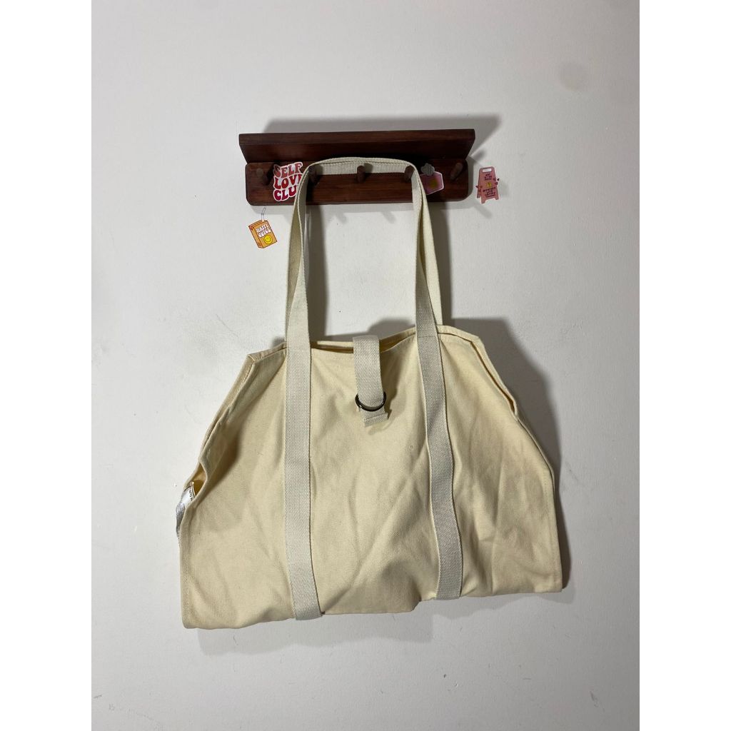ZARA HOME CANVAS YOGA MAT TOTE BAG IN ECRU