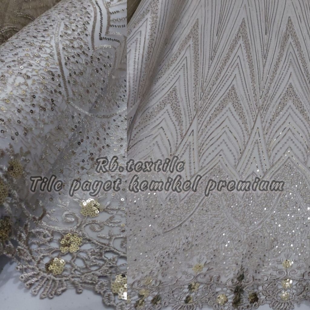 Termurah Kain Tile Payet Spangel Premium /Kain Tile Sequin Bordir /Kain Tile Spankle Elisap Camical 