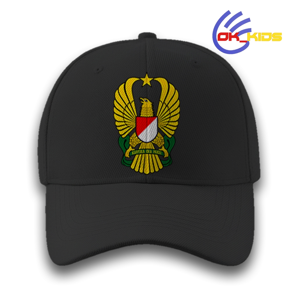 Ok Kids Topi Baseball Anak Motif Sablon Lambang TNI AD Bahan Tebal dan Banyak Pilihan Warna