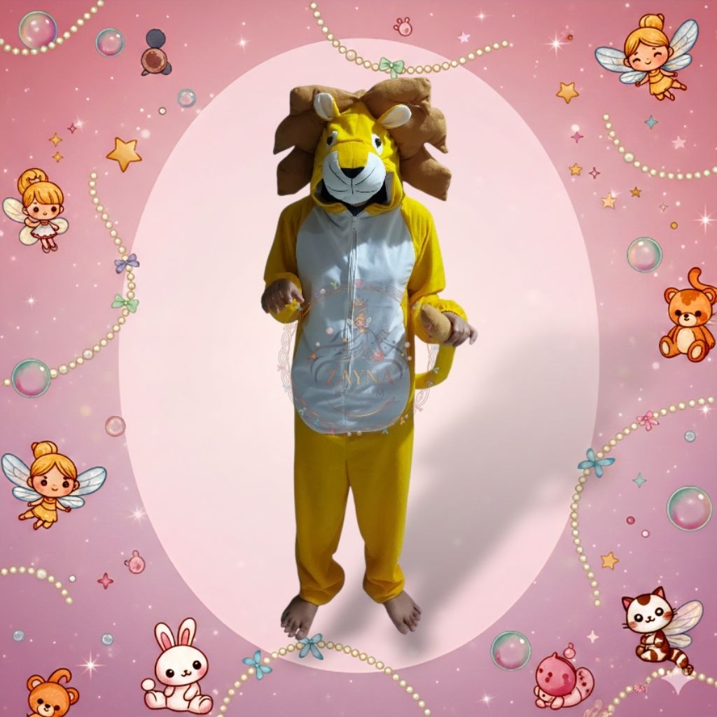 BAJU KOSTUM ONESIE BINATANG SINGA/KOSTUM ANAK DAN KOSTUM DEWASA/BAJU KOSTUM CARNAVAL DAN PENTAS SENI