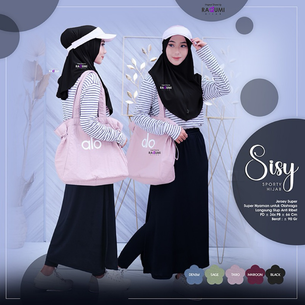 Hijab Instan Sisy Sporty Original RAQUMI HIJAB Premium Jersey Super Langsung Slup Anti Ribet Jilbab 