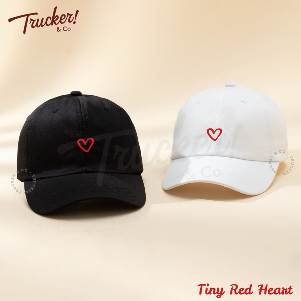 TruckerAndCo Topi baseball Tiny Red Heart Premium quality fabric pria wanita remaja anak unisex  Out