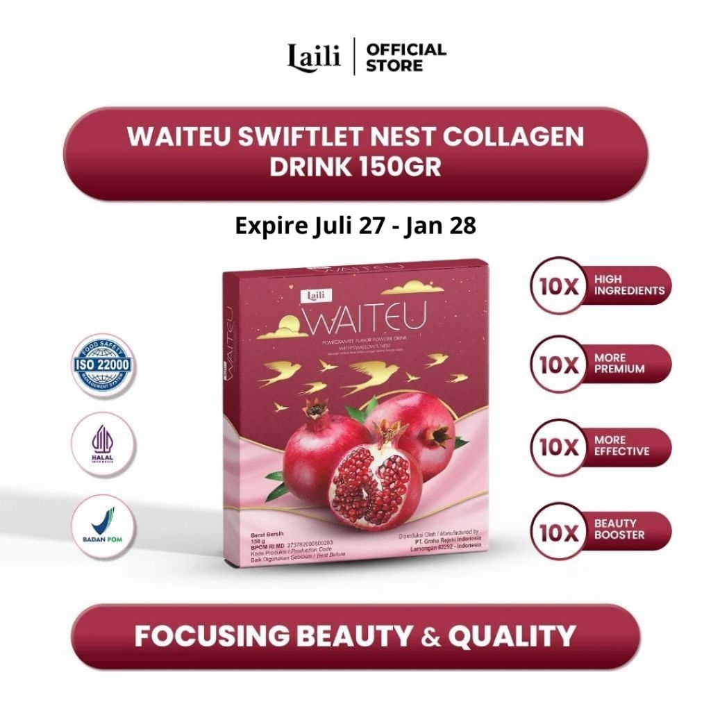 WAITEU COLLAGEN Drink original kemasan terbaru dengan sarang burung walet expired date Juni 2026 min