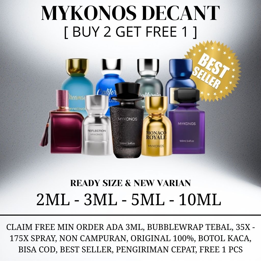 [TERBATAS BUY 2 GET FREE 1] Mykonos Parfum Decant Original Best Seller & NEW VARIAN | Wangi Pria & W