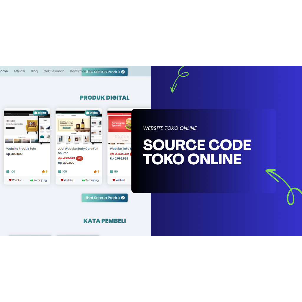 Source Code Website Toko Online Digital & Fisik Mudah di Kostumisasi