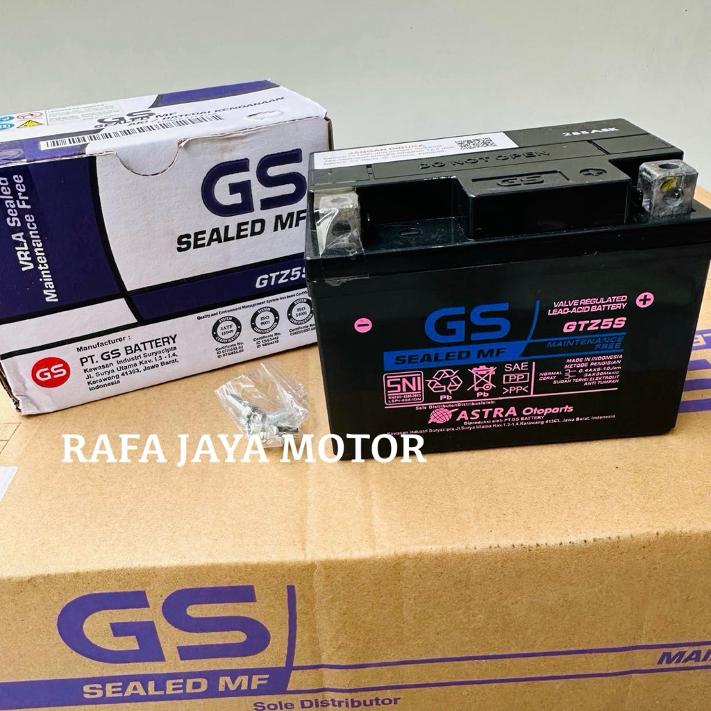 Aki Motor GS Astra GTZ5S Accu Kering Suzuki Spin 125 Skywave SkyDrive Nex Lets Addres Hayate Shogun 