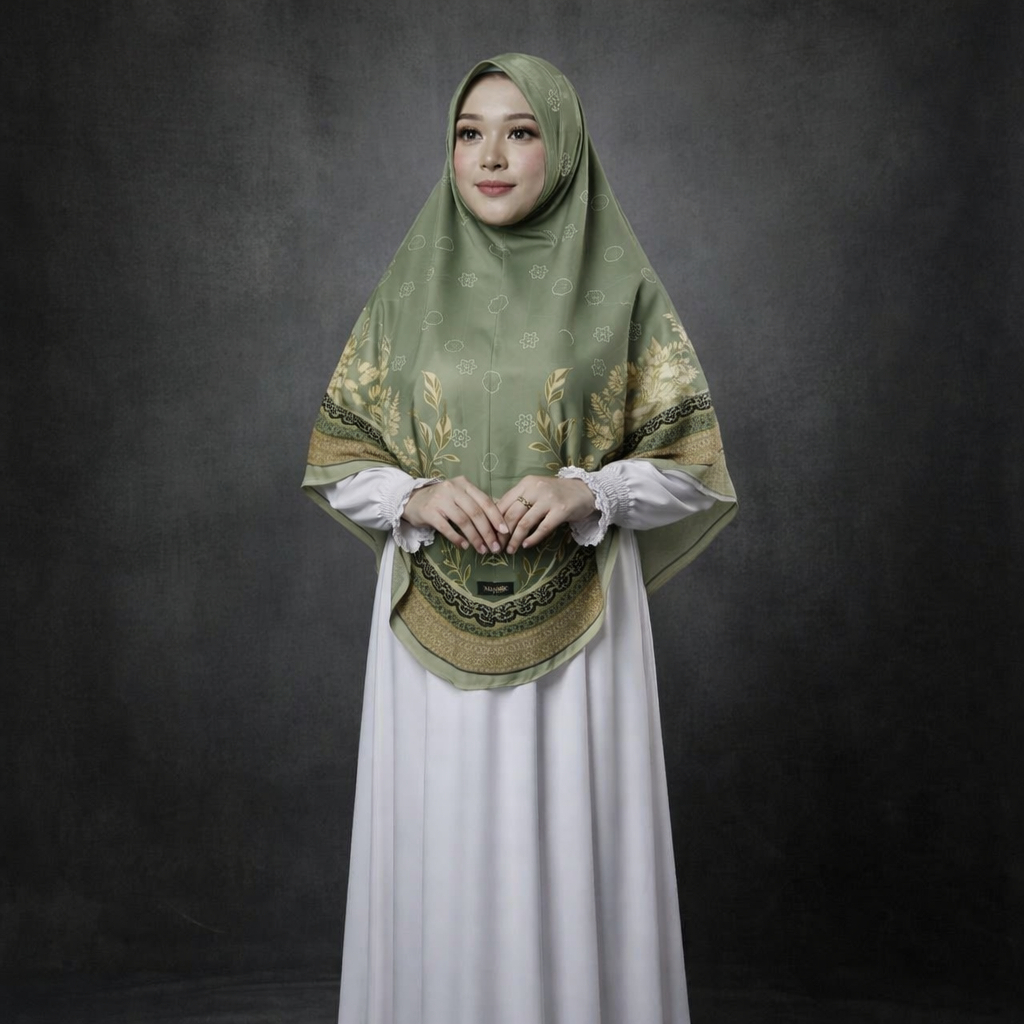 FAIZA Hijab Bergo Motif Khairan Printing Jumbo Jersey Premium/Jilbab Instan /Krudung Bergo Jumbo