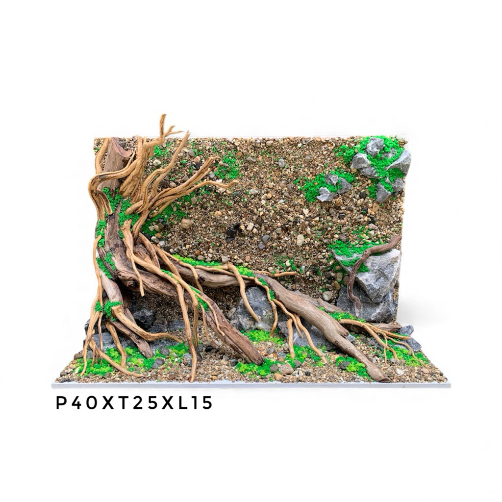 Hardscape Aquarium 3D 40cm Bahan Kayu Santigi Mix Senggani
